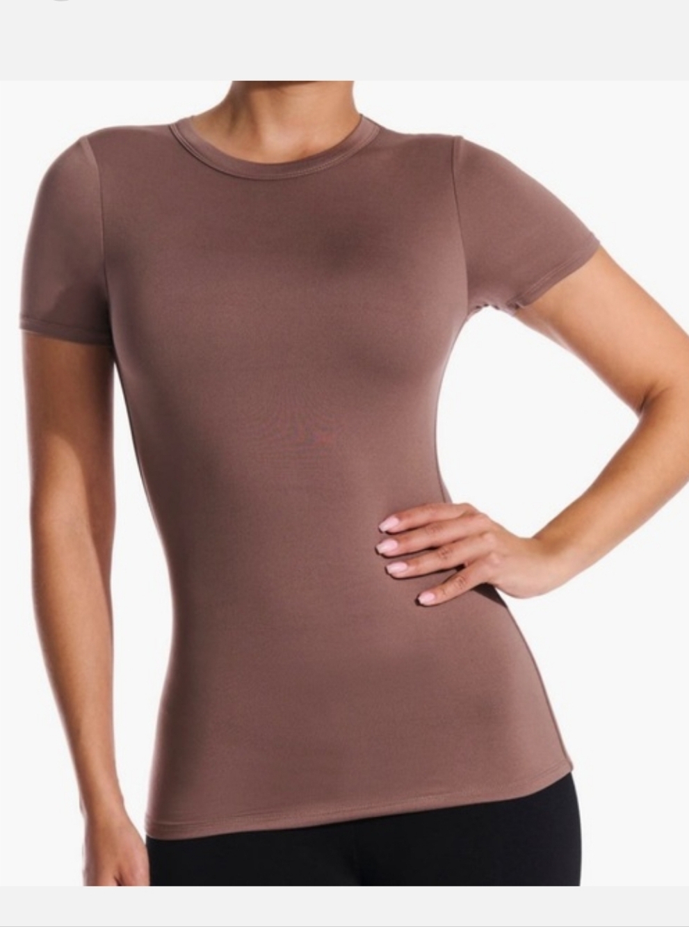 N By Naked Wardrobe Crew t Shirt Women's Size X Small Taupe Double Layered